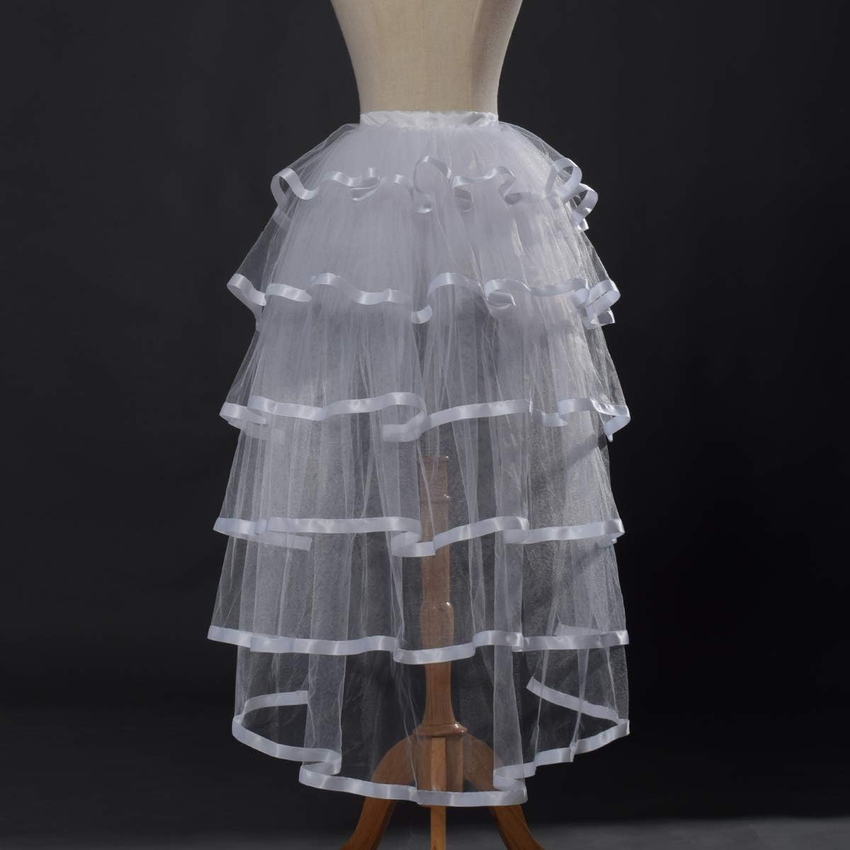GRACEART Victorian Steampunk Tulle Bustle Vintage Tutu Belt Lace Underskirt Neo-Gothic Costume White - Image 4