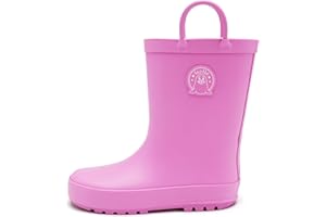 Stelle Kids Rain Boots Boys Natural Rubber Toddler Rainboots Girls Waterproof Easy On Handles Non-Slip Sole