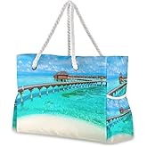senya Large Beach Shoulder Bags Canvas Tote Water Resistant for Gym Travel Daily