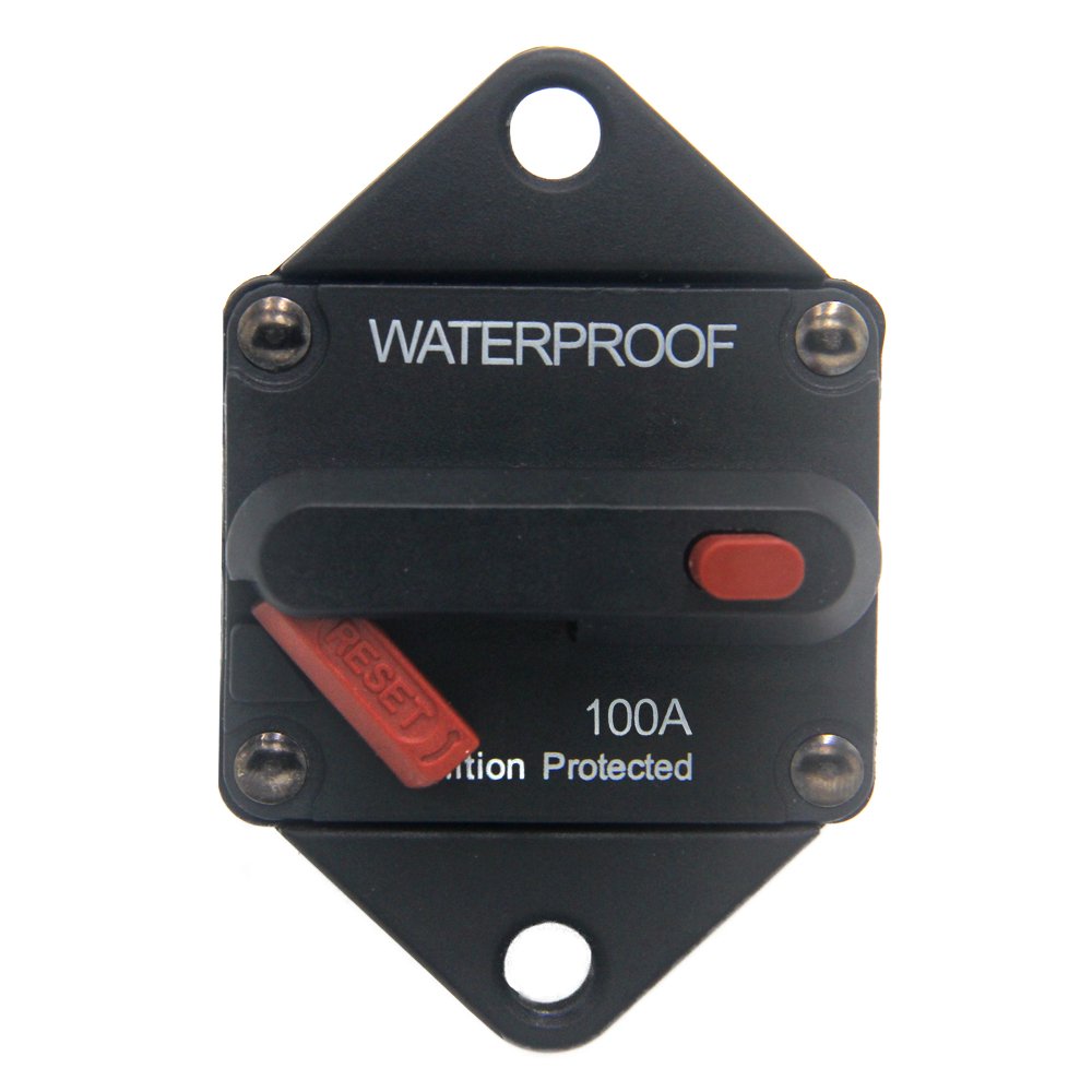 ZOOKOTO 100A Circuit Breaker, Hi-Amp Fuse Inverter with Manual Reset for Marine Auto Truck ATV Caravan, Waterproof, 12V- 48V DC 100 Amps