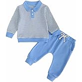 Toddler Baby Boy Outfits Long Sleeve Lapel Waffle Sweatshirt Top Pants Sets Fall Winter Newborn Baby Clothes 0-3T