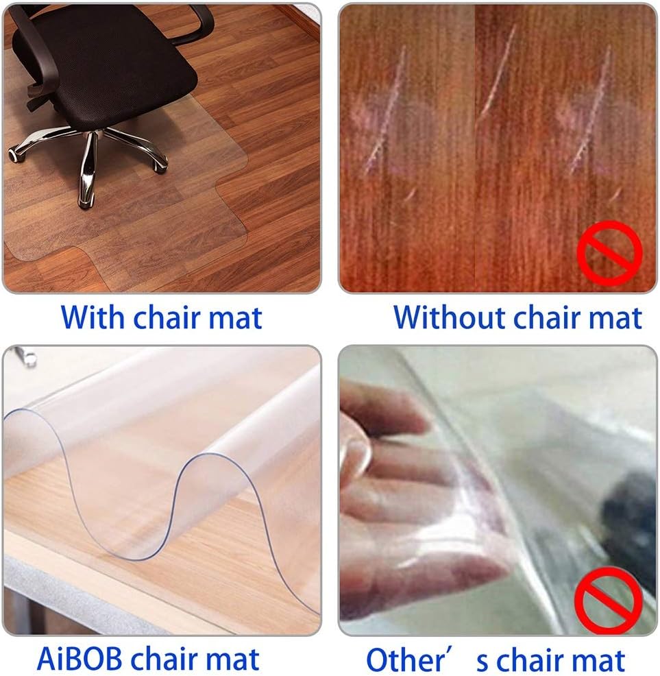 AiBOB Office Chair mat for Hardwood Floor, 36 x 48 inches, Easy Glide for Chairs, Flat Without Curling, Floor Mats for Computer Desk: Kitchen & Dining