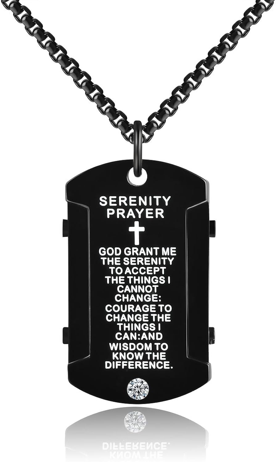 serenity prayer dog tag necklace