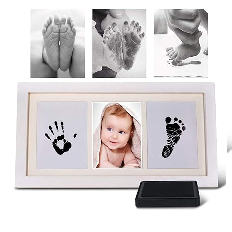 Bilderrahmen Geschenke für Baby,Haice Baby Handabdruck und Fußabdruck -Set für Jungen und Mädchen mit schadstofffreier Farbe,