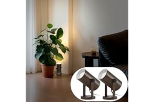 GyroVu Spotlights Indoor, 3000K/4000K/6000K Adjustable Uplighting Indoor Floor Can Light 180° Rotatable Spotlight Accent Light for Artwork, Plant & Picture, 2 Pack, Bulbs Included, Red Brown