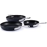 All-Clad Hard Anodized Essentials Nonstick Fry Pan 3 Piece Set, 8", 10" & 12" Induction, Oven Safe 500F, Kitchen Frying Pans, Skillets, Ergonomic Handle, Premium Cookware, Dishwasher Safe, Black