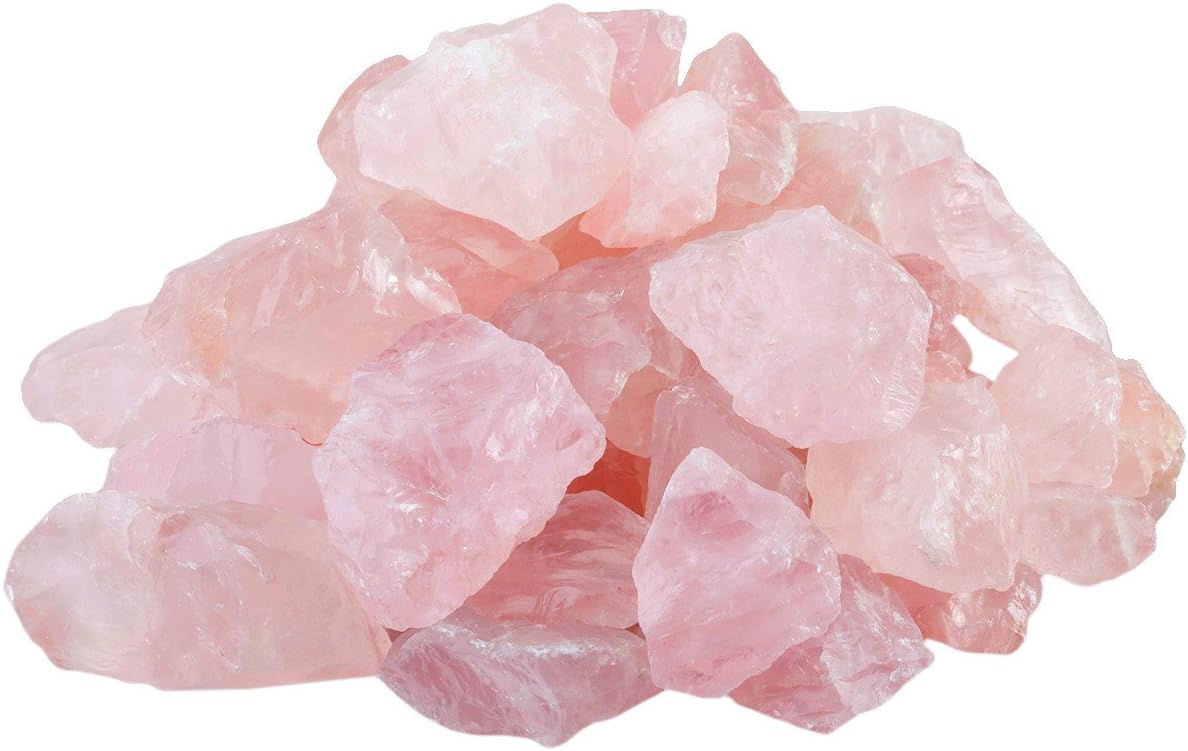 Shanxing 1lb/460g Natural Rose Quartz Raw Crystals Bulk