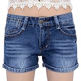 Chouyatou Women's Classic Five-Pocket Oversized Denim Shorts (XX-Large, Blue)