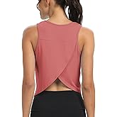 Mippo Workout Tops for Women Cropped Open Back Sleeveless Tank Tops Athletic Gym Yoga Shirts Loose Fit