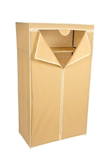 High Living Single Canvas Wardrobe Clothes Hanging Rail Shelves