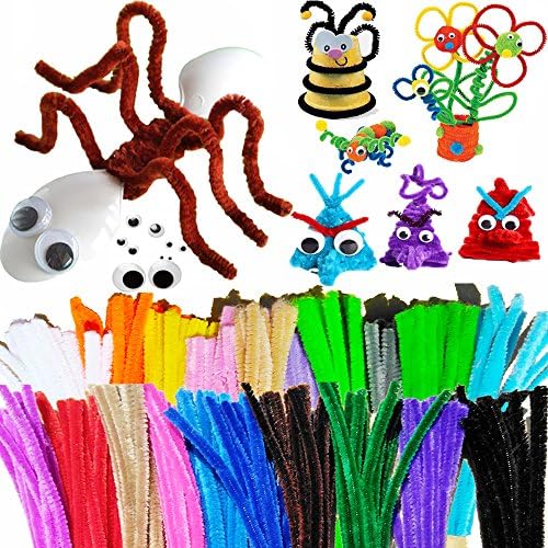 Pipe Cleaners set 420 Pcs 20 Colors 320 Chenille Stems with 100 Wiggle Googly Eyes