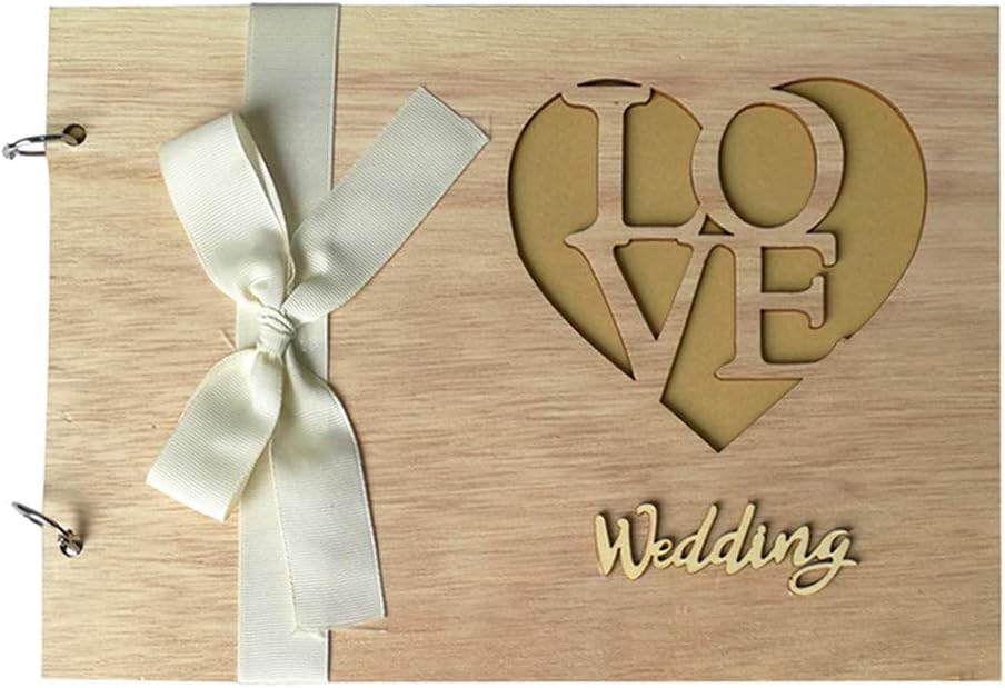 Wood Wedding Guest Book Alternative, Heart Drop Guest Book Rustic Wooden Love Heart Wedding Table Scatter Decoration Crafts, for Wedding (B)