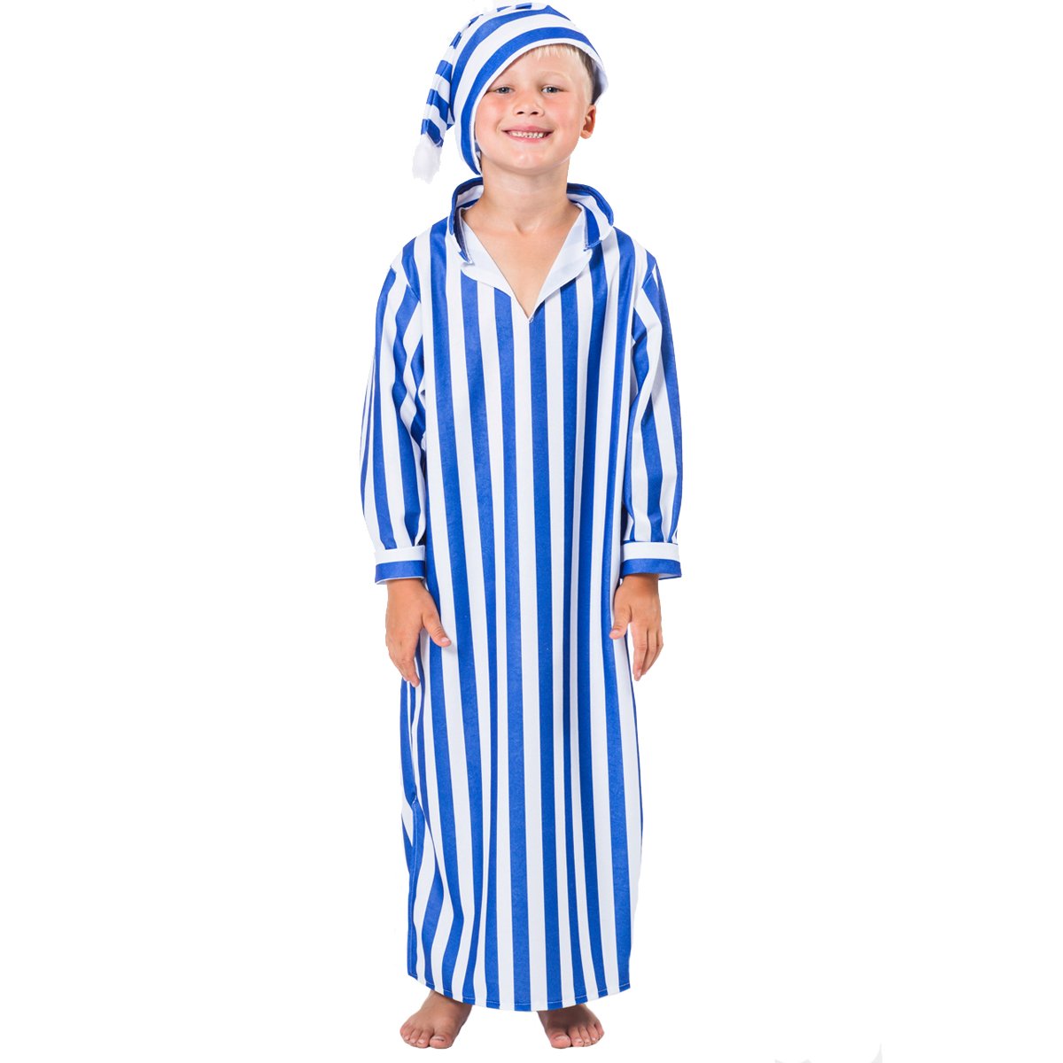 Night Gown and Cap Costume for Kids 68 Years (Blue & White) Charlie