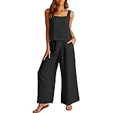 ANRABESS 2 Piece Sets for Women Outfits Lounge Matching Casual Travel Wide Leg Pants Crop Top Summer Vacation Beach Clothes