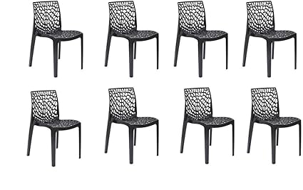DZYN Furnitures Supreme Plastic Web Chair (Black) - Set of 8
