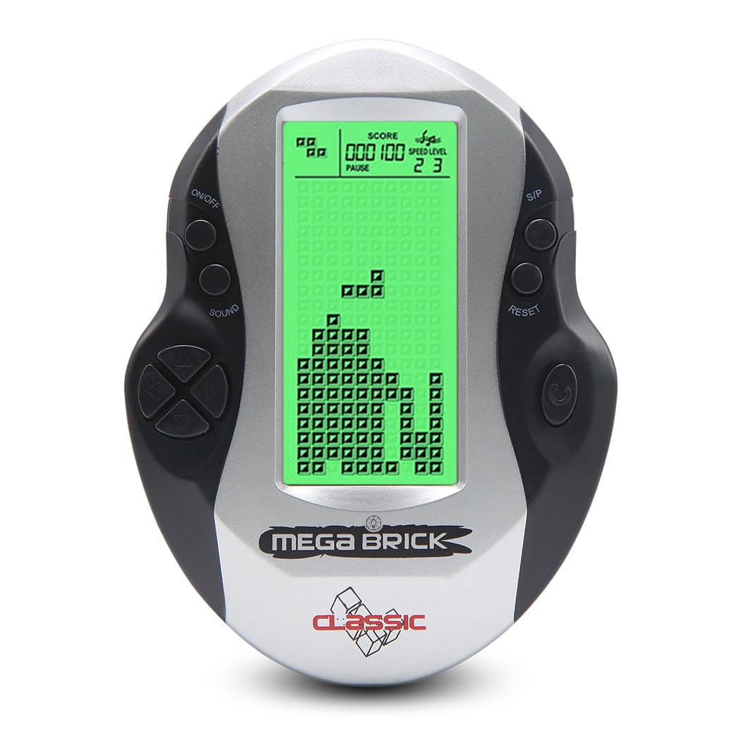 TAQY Creative Block Game console Adjustable Green Backlight 26 Brick Games Tank Battle/Racing Kid's Electronic Game Puzzle Retro Handheld Portable Game Machine Toys Children/Festival Gifts (Black)