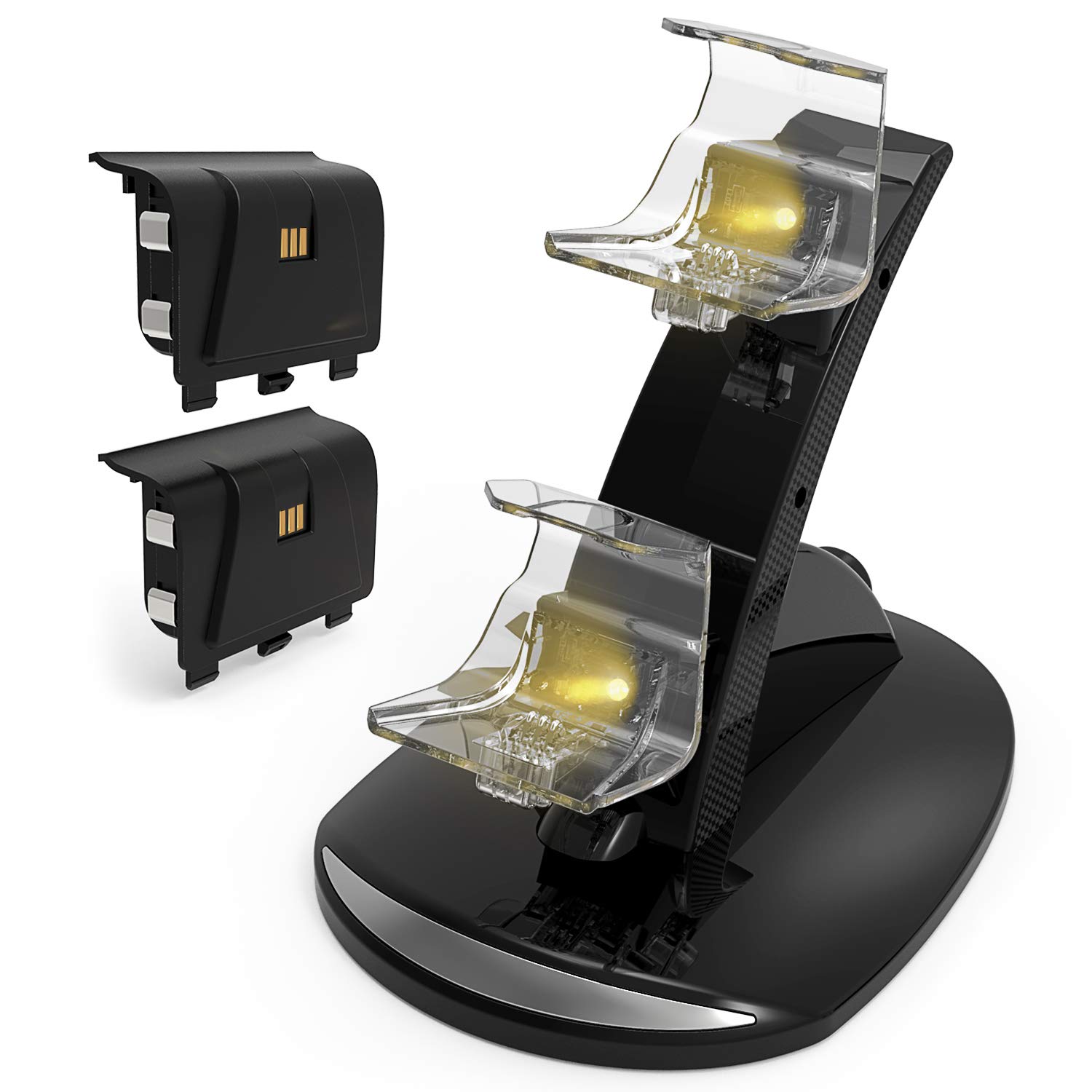 YCCTEAM Xbox one Controller Charger with Rechargeable Battery Packs, Dual Slot Fast Charging Dock Station Controller Stand with Batteries Accessories Kit for Xbox one