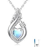 BEILIN Sterling Silver Teardrop Urn Necklace for Ashes Feather Urns Pendant Memorial Keepsake Funeral Cremation Jewelry for Women