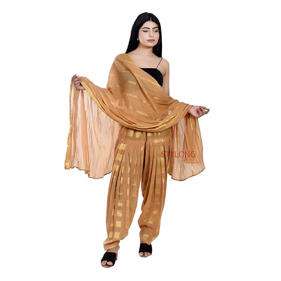 WOMENS COTTON BARFI PRINTED PATIALA SALWAR WITH MATCHING DUPATTA (FREE SIZE)