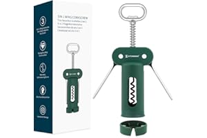 KITCHENDAO 3 in 1 Wing Corkscrew Wine Bottle Opener with Foil Cutter, Built-in Beer Bottle Opener, Multifunctional Wine Opene