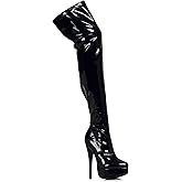 Ellie Shoes Women's Mistress Thigh High Boot, Black Shiny Patent, 14