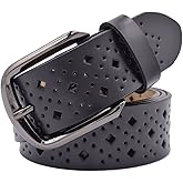 VONSELY Hollow Leather Belts for Women, Soft Leather Womens Belts with Pin Buckle