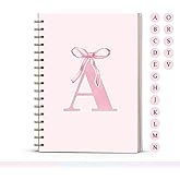 foedor Pink Bow Journal Notebook for Girls,Initial A Journals Personalized Diary Gifts for Teen Girl Kids,Monogrammed Gifts for Women,Trendy Coquette Cute Hardcover Spiral Notebook 5.5 x 8.3