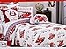 Red Fire Engines Fire Trucks 3 Piece Full Queen Quilt and Shams Set