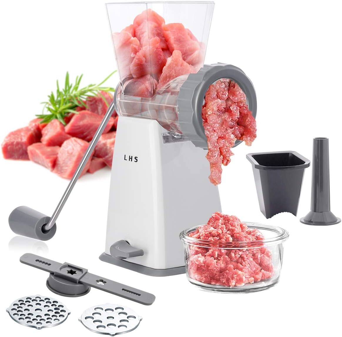 Manual Meat Grinder with Stainless Steel Blades Heavy Duty Powerful Suction Base for