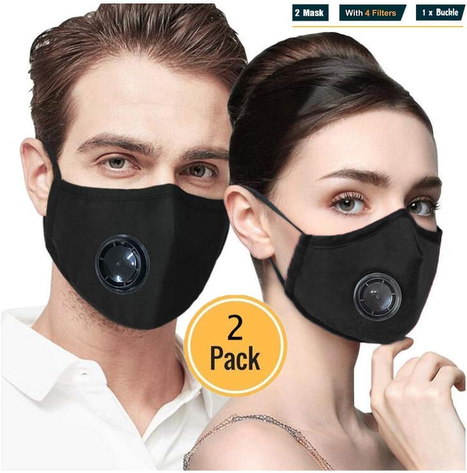 Dust Mask - Anti Air Pollution Smoke Mask - 2020 Update Particulate Respirator with 4 replaceable filters - Washable and Reusable Face Protection (Black-#2)
