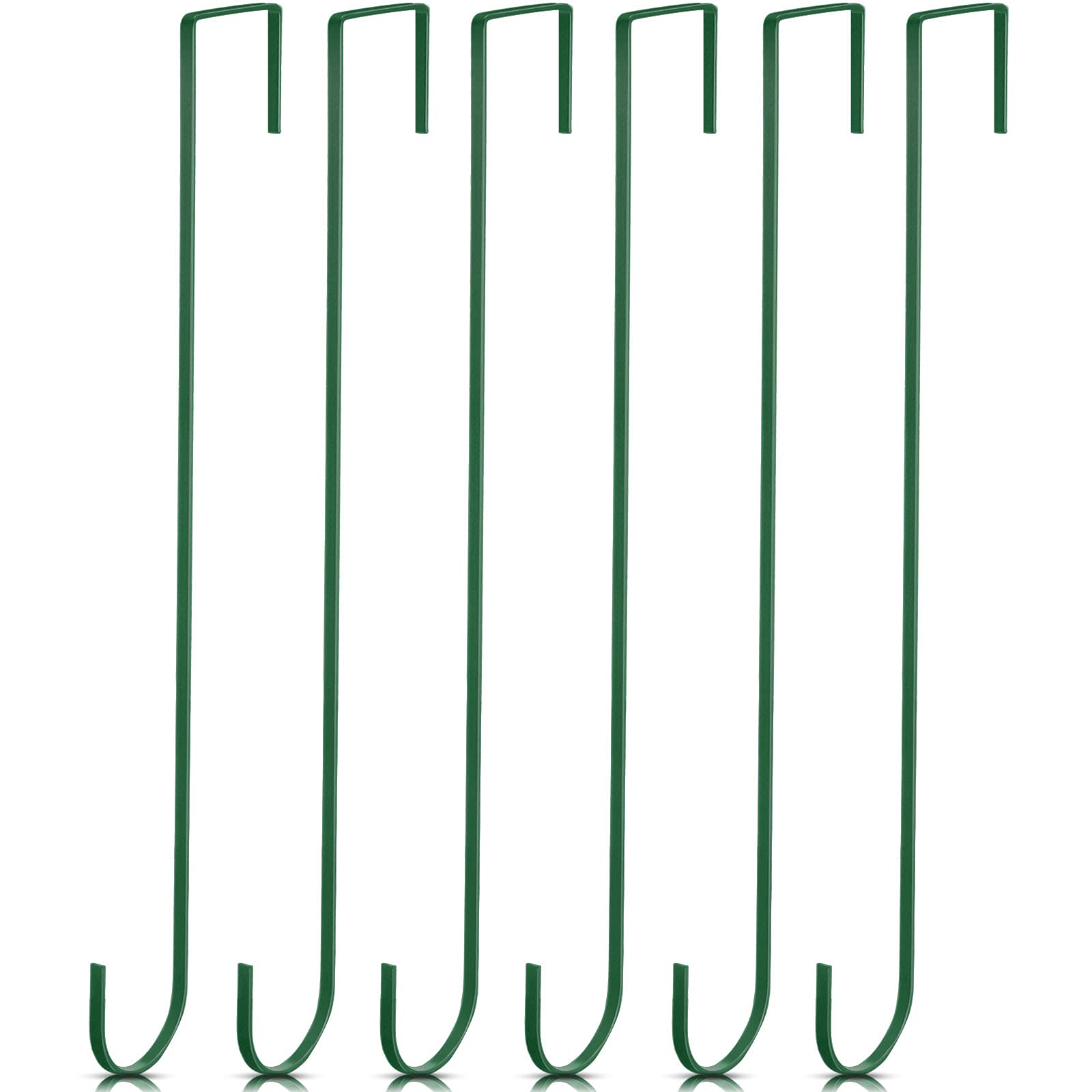 Hotop 15 Inch Wreath Hangers for Front Door Wreath Doors Hangers Steel Material Clothes Towel Hooks Holder Over The Door Hanger Hooks for Christmas Halloween Front Decorations(Green,6 Pieces)