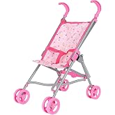 Dream Collection, Doll Stroller - Metal Fold Up and Down Umbrella Stroller for Realistic Pretend Play, Pink - 23&rdquo;