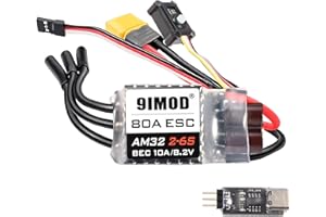 9IMOD 2-in-1 AM32 80A RC Crawler ESC, Brushless ESC 5.2-8.2V BEC with XT60/USB Programming, RC Brushless Electric Speed Controller for Axial SCX10 Traxxas TRX-4 TRX-6,1/8 1/10 Scale RC Truck Off-Road Car