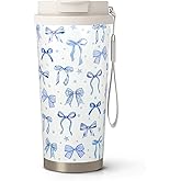 syuwdsnm 18 oz(530ml) Blue Bow Stainless Vacuum Steel Insulated Coffee Travel Mug Cup Water Bottle Tumbler with Straw,Christmas Decor