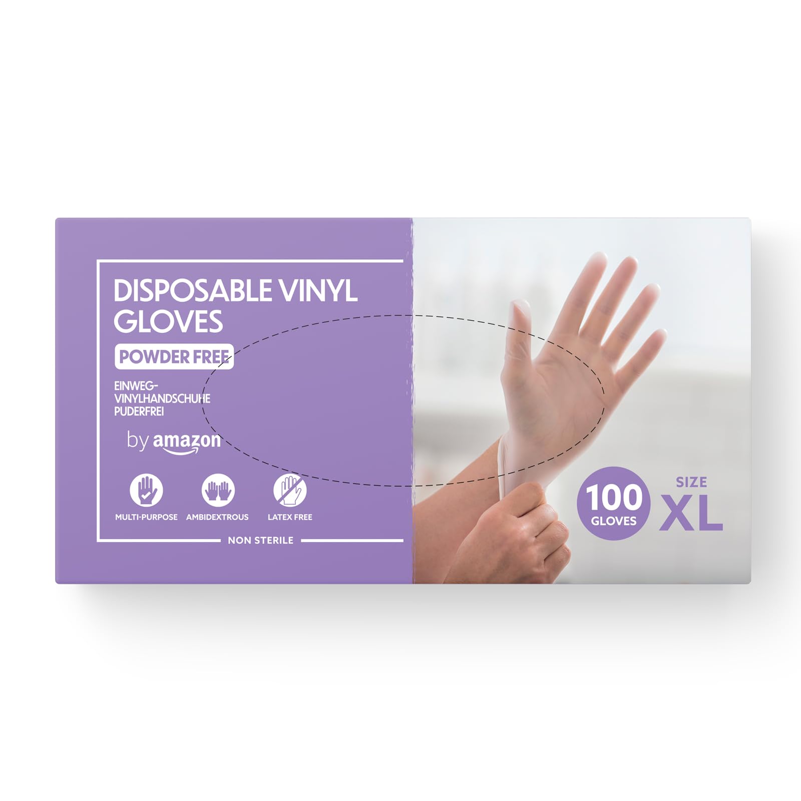 by Amazon - Disposable Vinyl Gloves, Size XL, Pack of 100