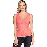 Last Tango Women's V-Neck Center Ruched Bra-Friendly Tank Top