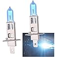 leediga 2 PCS Car H1 Halogen Bulbs, 12V 100W Xenon Light Super Bright Anti-fog Standard Light Bulb, Quartz Glass Waterproof Shockproof Car Light Replacement Kit, Universal for Car Lighting (White)