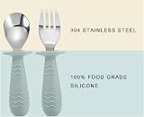 PandaEar 4 Pack Toddler Cutlery Set Stainless Steel Spoons Forks Morandi Green view 4