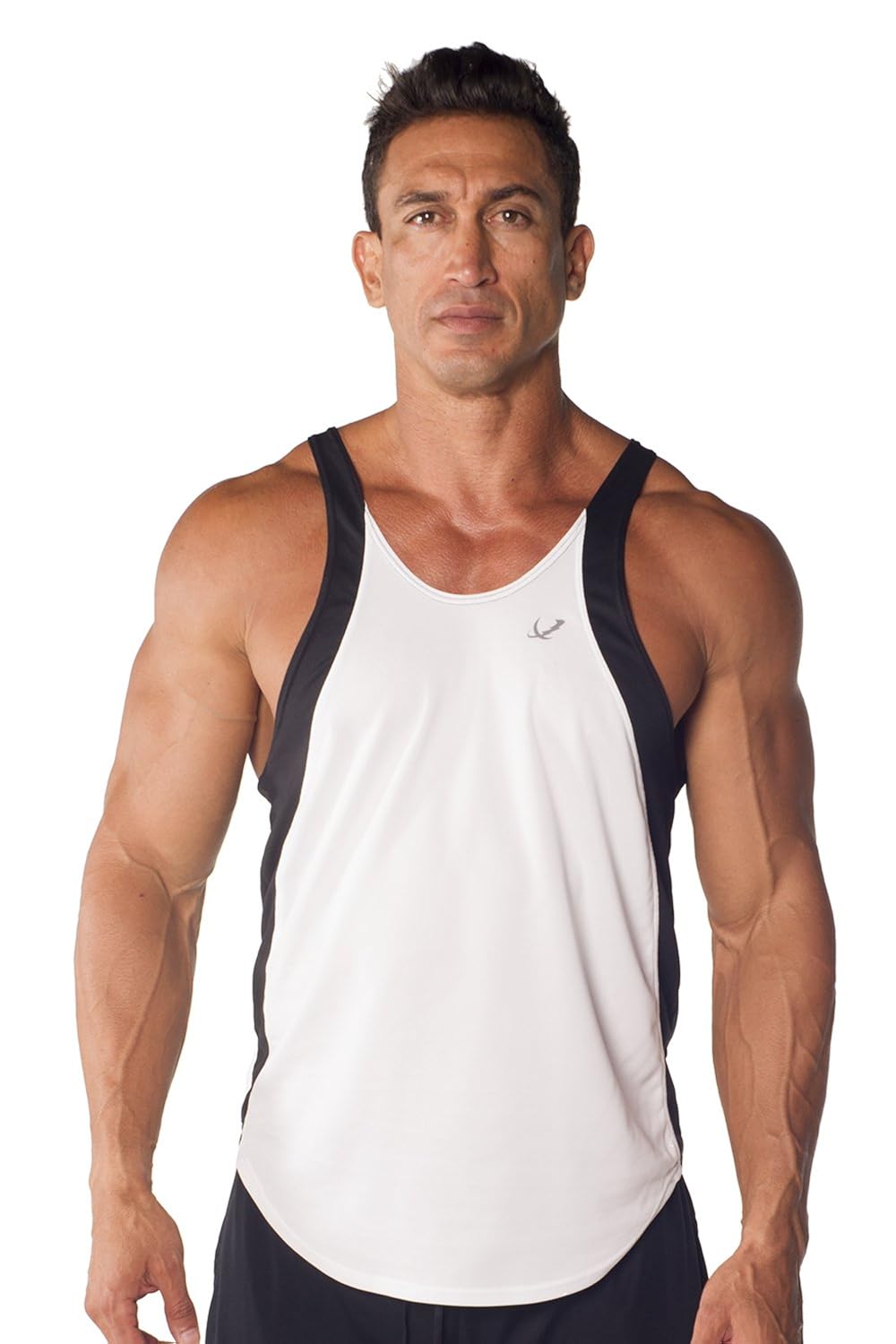 Buy Mens Athletic Dri Fit Two Tone Stringer Tank Top By Pitbull X Large White Black At Amazon In