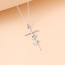 Lcherry Ruby Name Cross Necklace Personalized