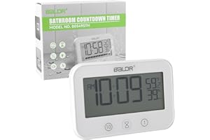 AOZBZ Bathroom Shower Clock - Waterproof Shower Timer for Bathroom, Digital Countdown Bathroom Timer with Temperature Humidity Display, Battery Operated Bathroom Wall Clock
