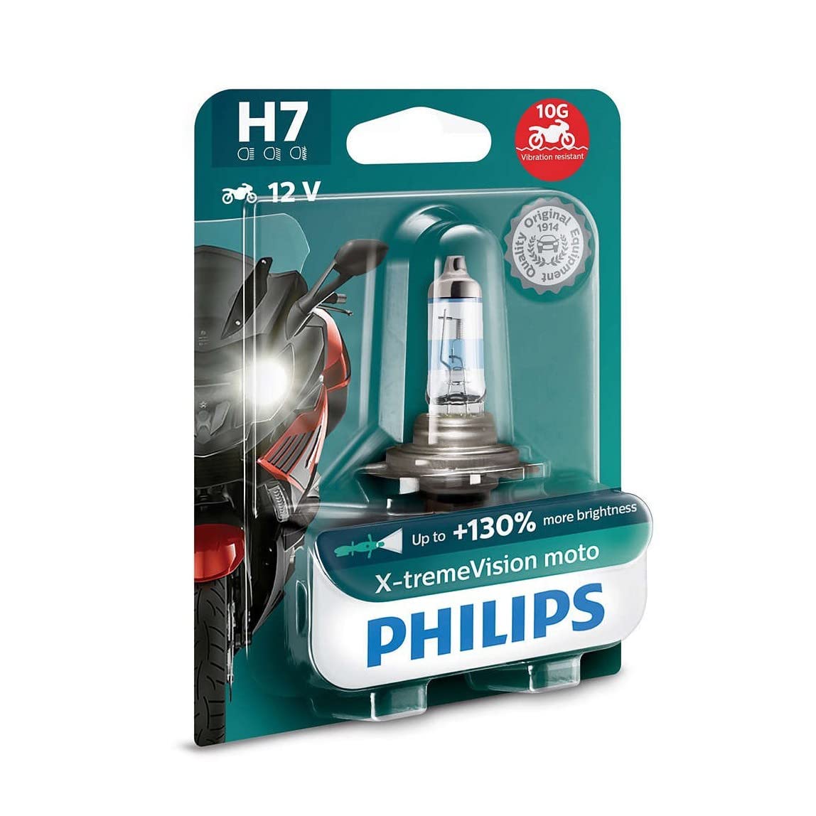 Philips 12972XV+BW X-tremeVision Moto +130% H7 motorcycle headlight bulb, 1 piece