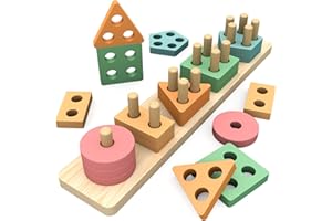 OSLINE Montessori Educational Toys,Toddler Wooden Toys Shape Sorter Stacking Toy Boy Girl Gifts,Wooden Blocks Puzzle Learning