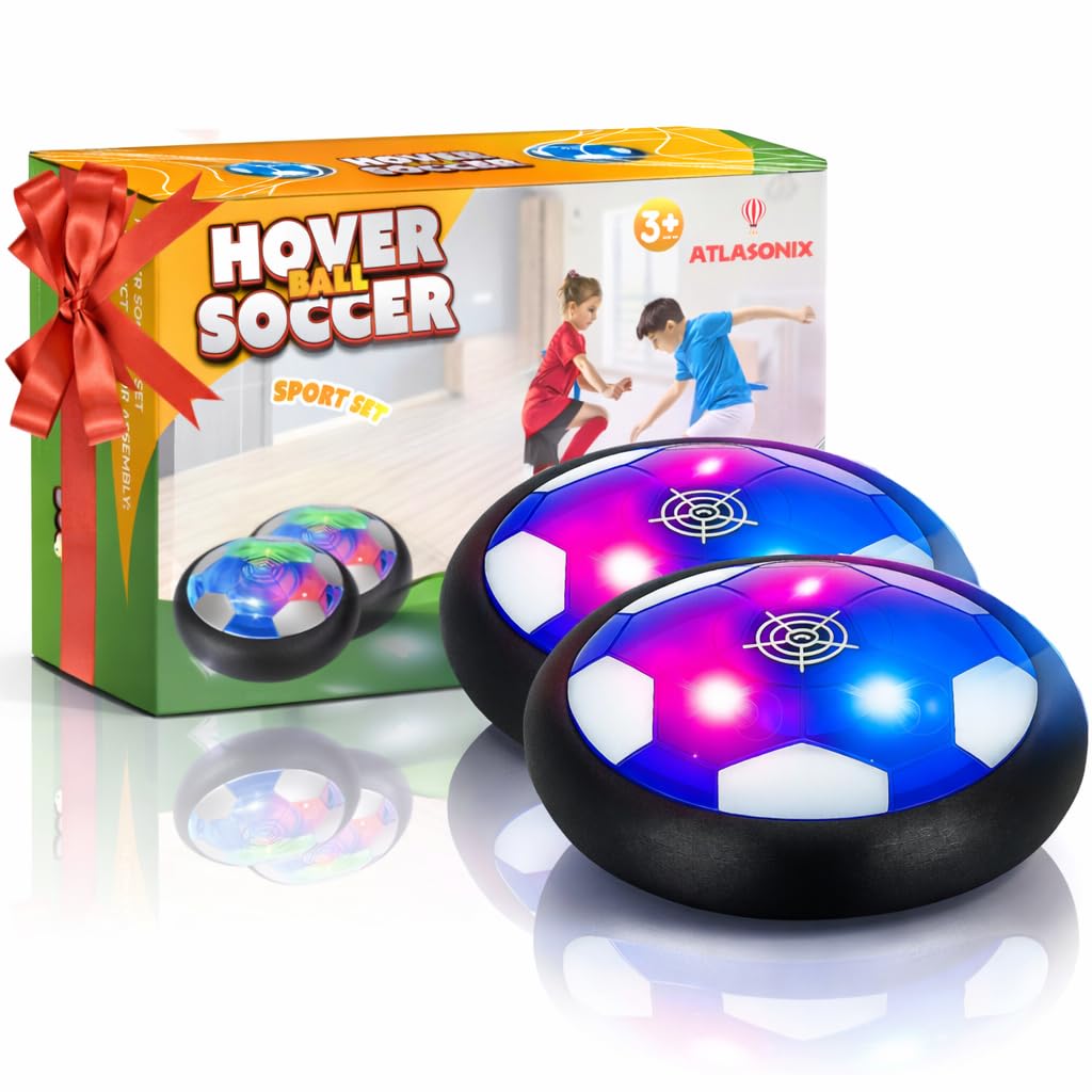 Atlasonix Hover Football Set 2 Balls with 2 Goals, Indoor Hover Soccer Ball Toy, for Boys Aged 4-12