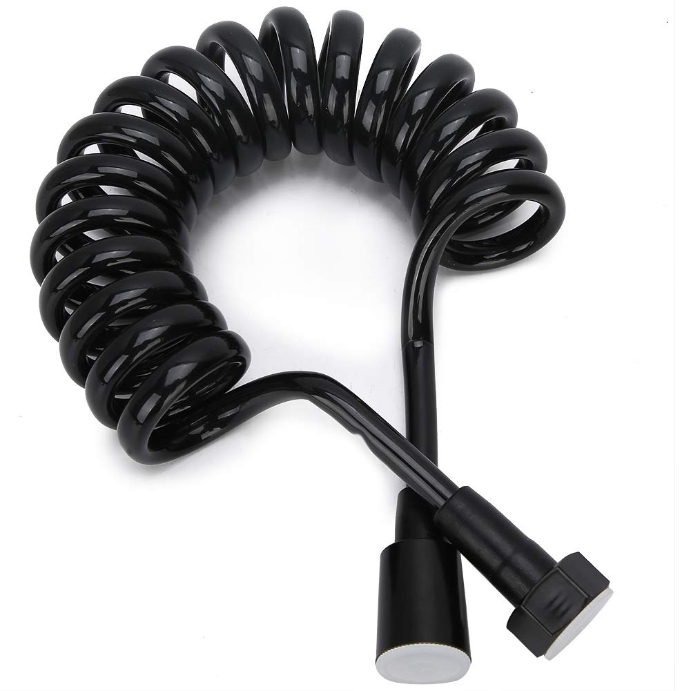 NOENNULL Spring Flexible Shower Hose, ABS Flexible Telescopic Shower Hose, Black, 2M