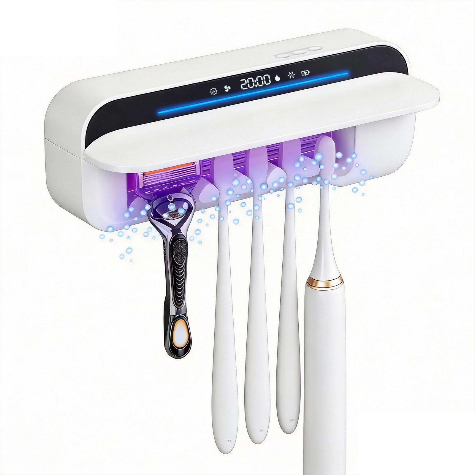 Photo 1 of ***WON'T HOLD CHARGE** iHave Toothbrush Sanitizer Holder with 360° Disinfection, Mold & Odor Removal | Auto-Cycle UVC, 100M Ions & Fan Drying | Wall Mounted 5-Slot Toothbrush Holders for Bathrooms, Toothbrushes & Razor