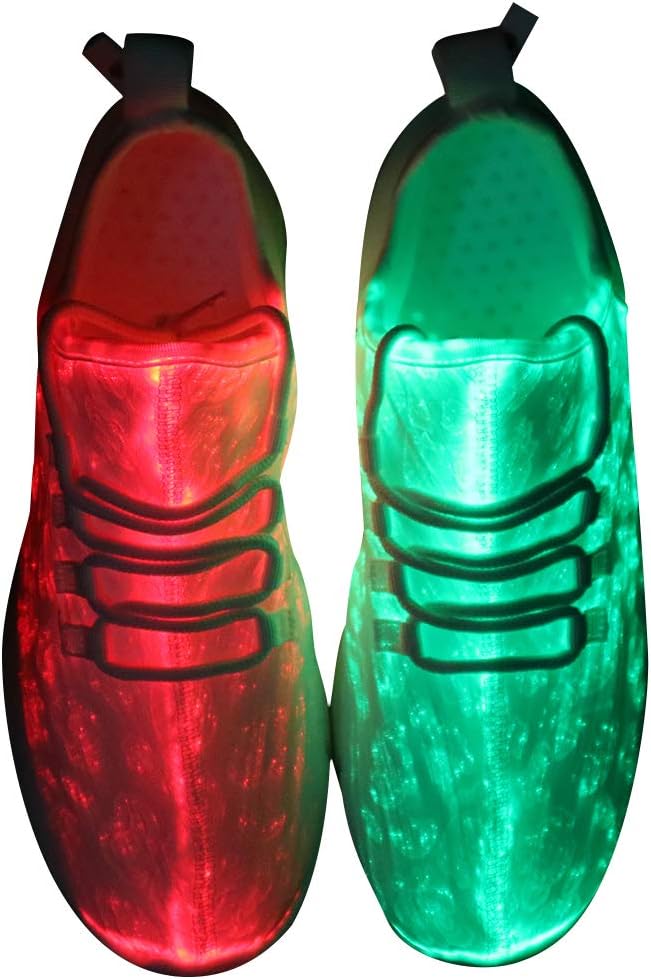 QIKI Fiber Optic LED Light Up Shoes for Women Men Flashing Luminous USB Charging Fashion Sneaker for Festivals Christmas Party