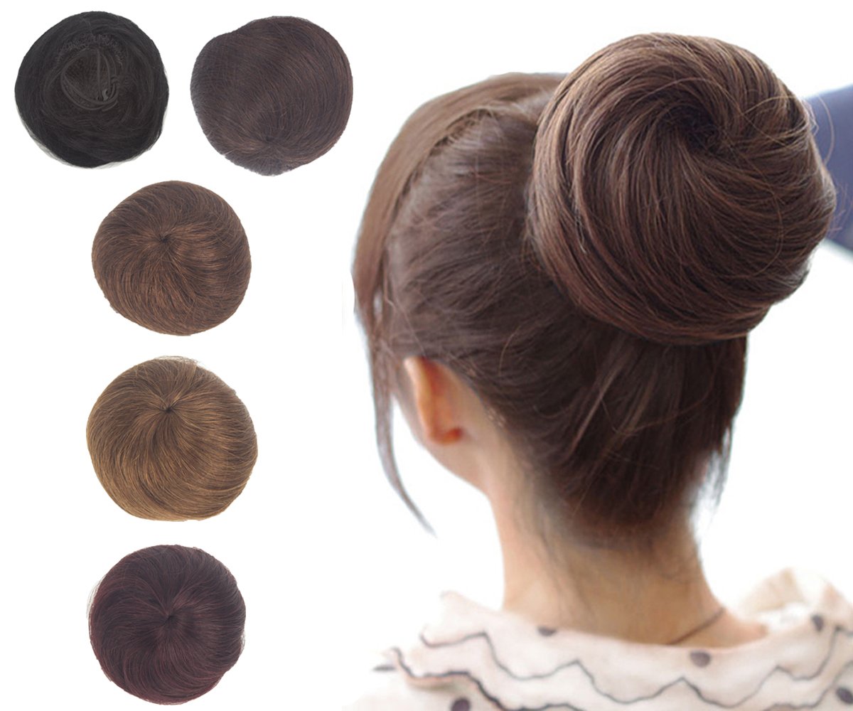 Buy Fut One Size Dark Brown Drawstring Human Hair Bun Extensions