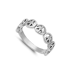 Oxidized Peace Sign Stackable Beautiful Ring 925