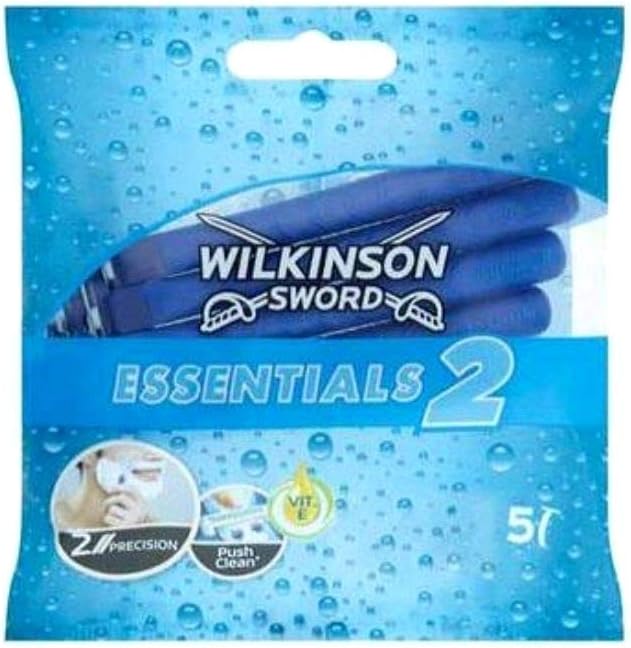 Wilkinson Sword Essentials 2 Sensitive Disposable Razors for Men 5'S (En;ES;Fr;De;Nl;It;Pt;Cz;Pl;Gr), red
